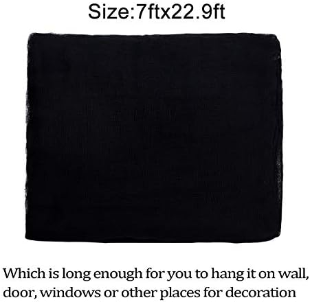 Whaline Halloween Black Creepy Cloth 276 x 87 inch Spooky Halloween Decoration Black Spooky Fabric Cloth Windows Doorways Scary Gauze for Haunted Houses Yard Wall Indoor Outdoor Party Decor Supplies