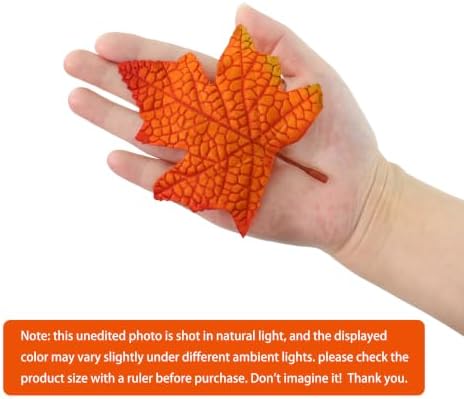 100 Pcs Artificial Maple Leaves Bulk (Small-Leaf Orange Red‌)