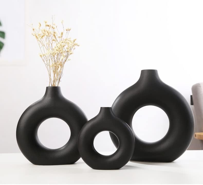 White Ceramic Vases for Pampas Grass / Black / Medium