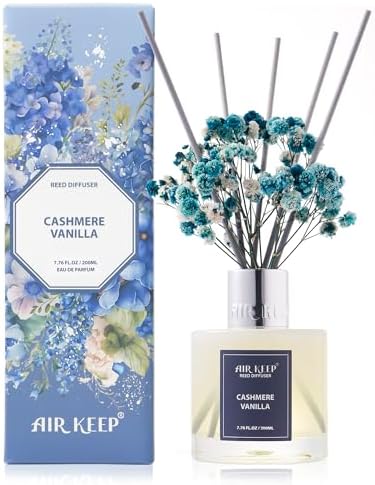 Airkeep Reed Diffuser Set/Cashmere Vanilla/6.76 fl oz(200ml)/1 Pack/Home & Office Decor Aromatherapy Diffuser Oil Gift
