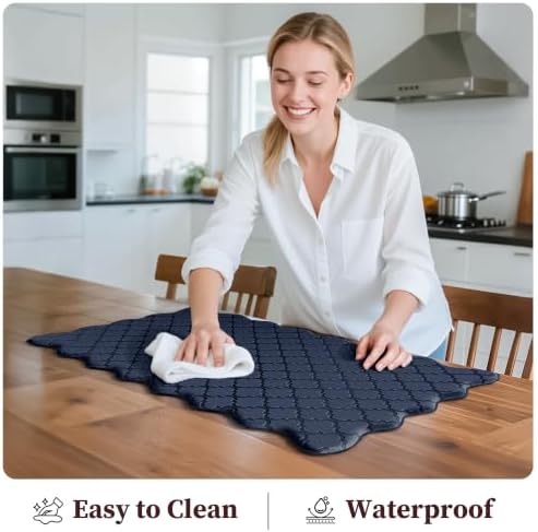 Arenarug Upgrade Scalloped Kitchen Mats for Floor 2PC, Navy Kitchen Rugs
