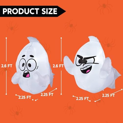Joiedomi 2 Pack Halloween Inflatable Window Ghost with Build-in LED, 2.6 FT Tall Blow Up Inflatable Scary Flying Ghost Broke Out from Window for Halloween Outdoor, Yard, Garden, Lawn Decoration