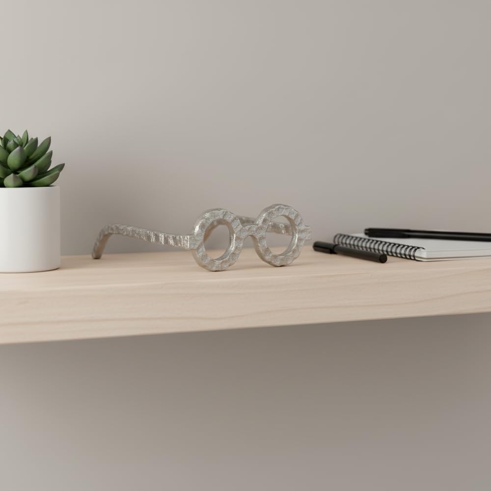Square Book Stack Accent / Silver / Round