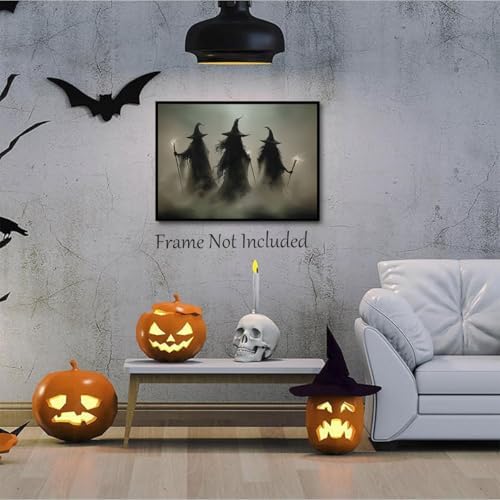 ILLBDR Halloween Three Wizards Canvas Wall Art Poster 16x24 inch