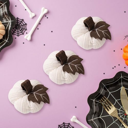 3Pcs Knitted Pumpkin Decor Set, Small Fall Hanging Ornaments for Home