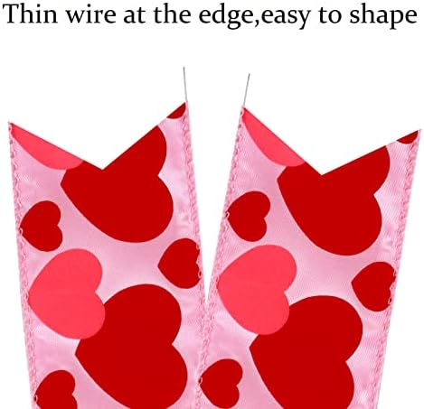 Valentine Tree Topper Bow with Heart Decorations, 11.4”x19.6” Large Red Pink Valentines Wreath Bow Decor for Valentine's Day Wedding Holiday Party Wall Home Front Door Decorative