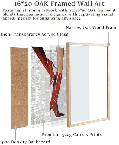 EcoHest 16x20 in Red Boots Newspaper Framed Wall Art