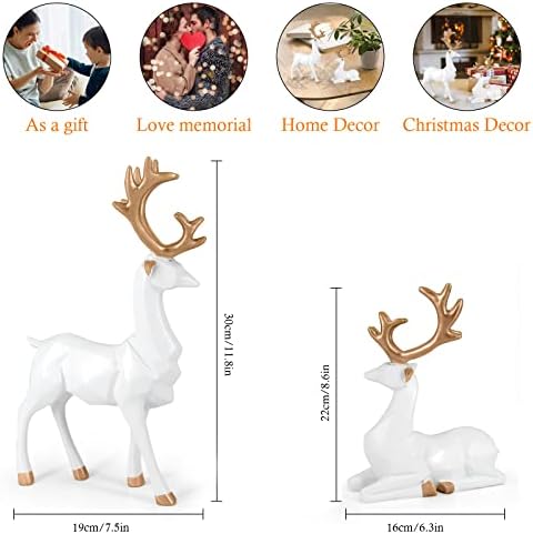 Reindeer Ornaments Statue,Reindeer Christmas Decoration,Deer Gifts for Women, Mom Gifts,Deer Decorations Applicable Home, Office,Bookshelf TV Stand, Shelf, Living Room(Origami Big, White)