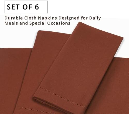PurpleEssences Hemstitch Cloth Napkins 18x18 in Set of 6 - Rust
