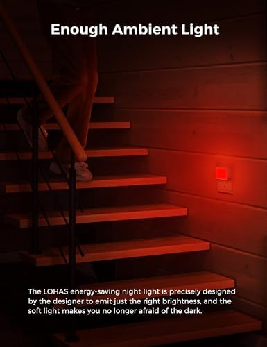 L LOHAS LED Red Night Lights Plug into Wall 2-Pack, Plug in Night Light