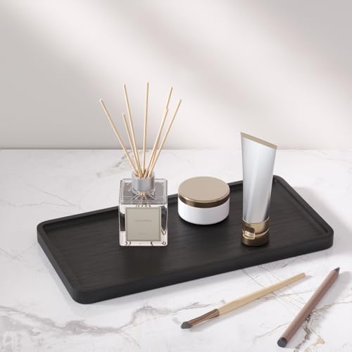 VERTORGAN Bamboo Serving Tray,11.8x5.9 Inch Trays,Home Decor(Black)