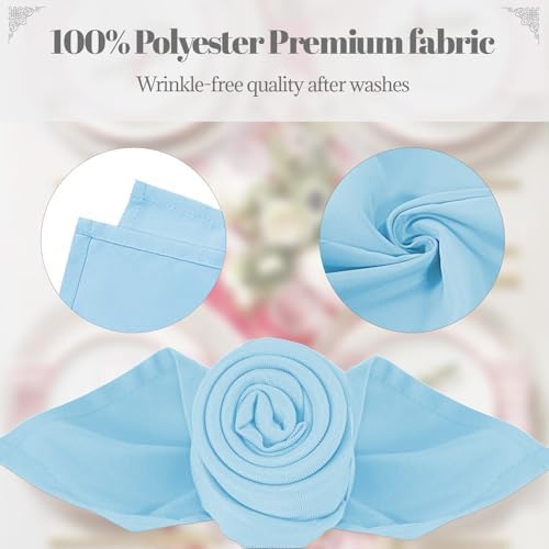 PLOYMONO Baby Blue Cloth Napkins - 8 Pack 17"x17" Polyester Dinner Napkins
