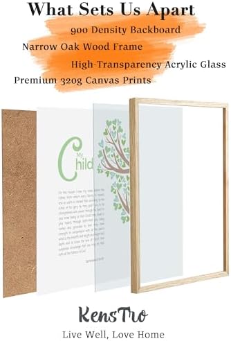 KensTro 12x16 Oak Framed Ephesians 3:14-19 Christian Wall Art