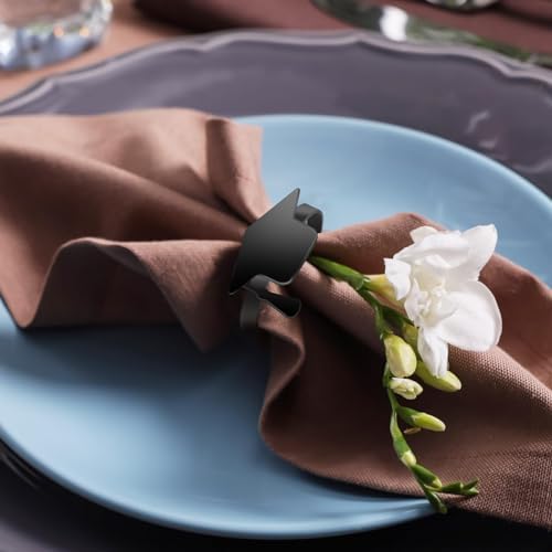 20 PCS Graduation Napkin Rings, 2026 Graduation Black Napkin Holders for Cloth Napkins Metal Napkin Holder Bulk for Graduation Party Supplies Graduation Table Decor