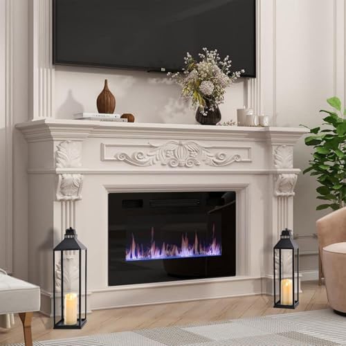 Large Lanterns Decorative Outdoor Indoor, 23" 19" Floor Lantern with Candle