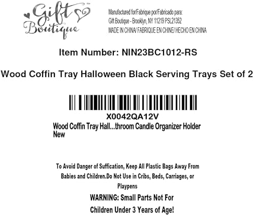 Gift Boutique Halloween Coffin Serving Trays Set of 2 Sizes Black Wood