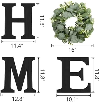 Pinkpum Wood Home Sign with Eucalyptus Wreath for O Home Decor Wall Decor