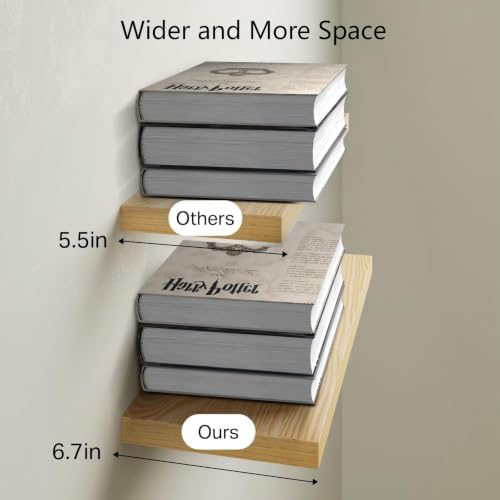 BAYKA Floating Shelves for Wall, Wall Mounted Rustic Wood Shelves for Bathroom, Bedroom, Living Room, Kitchen,Small