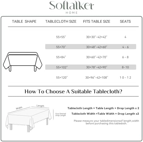Softalker Gingham Rectangle Tablecloth with Tassel, Navy Blue, 55" x 102"