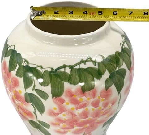 Galt International 18" Ceramic Floral Cream Glazed Finish Rustic Farmhouse Home Decor New Traditional Ginger Jar
