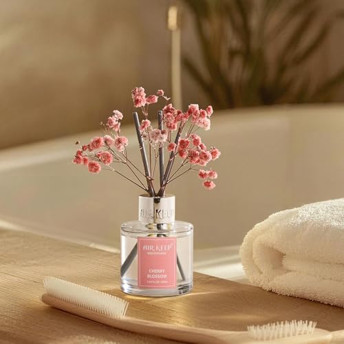 Airkeep Reed Diffuser Set,1.69 fl oz (50 ml) - Cherry Blossom Oil Diffusers with 8 Reed Sticks,Home Fragrance Reed