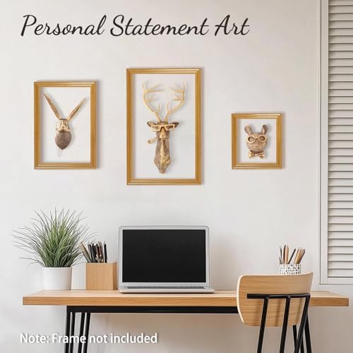 UITWMKTG Gold Animal Head Wall Decor Set of 5 - Deer, Rabbit, Mouse, Bear, Fox Wall Sculptures, Modern Wall Art for
