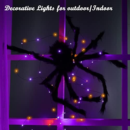 Lomotech Orange Purple Halloween Solar Lights, 2 Pack Total 66ft 200 LED