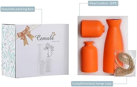 Ceramic Orange Vases Small Flower Vases for Decor / 3set-orange / Set of 3