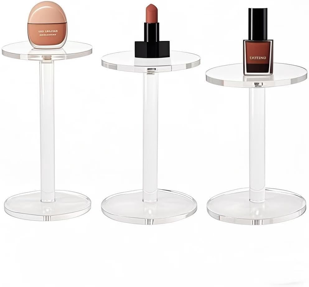 4 " Dia Acrylic Display Riser Jewelry Watches Round Pedestal Flower- Stand Small Figure / Set of 3