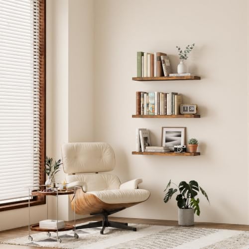 BAYKA Floating Shelves for Wall, 36 inches Wall Mounted Rustic Wood Shelves for Bathroom, Bedroom, Living Room, for