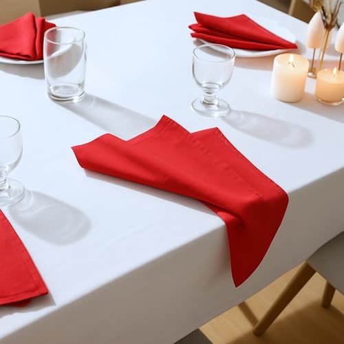 Cloth Napkins Set of 12, 100% Cotton Dinner Napkins for Thanksgiving, Christmas & Fall Entertaining, Washable Reusable Table Linens for Wedding & Everyday Use, 18 x 18 Inch, Red