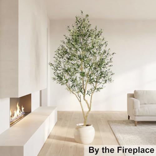 LYERSE Faux Olive Tree 9ft - Artificial Olive Tree Indoor for Home Decor