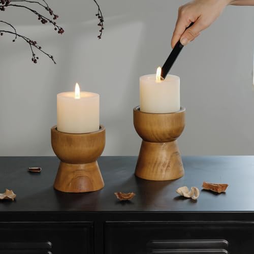 Farmhouse Wooden Candle Holders / 4.9",4.1 / Set of 2