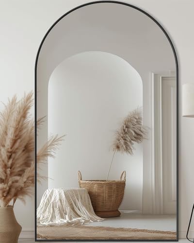 Antok 72" x44” Arched Full Length Mirror, Floor Mirror with Stand,Black