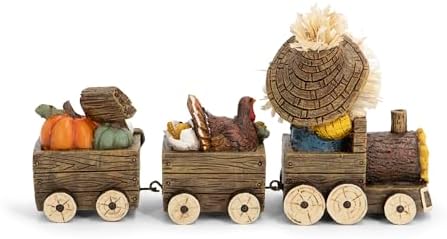 Hodao Fall Harvest Scarecrow Train Decoration, Thanksgiving Centerpiece
