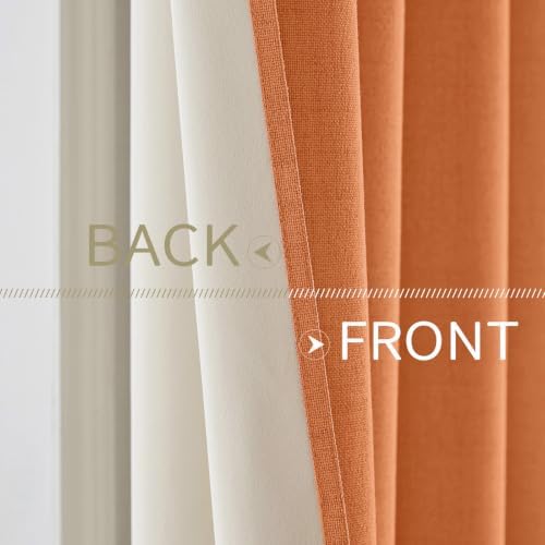 MIULEE 100% Blackout Linen Curtains for Bedroom 52x84 Inches Orange