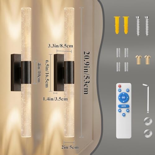 camuucci Battery Operated Wall Sconces Set of 2, Rechargeable Wall Lights