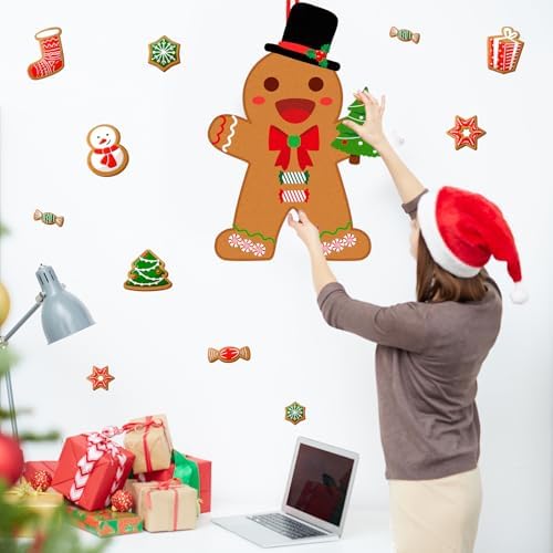 WovWeave 2.7ft DIY Felt Christmas Gingerbread Man Set with 46 Ornaments