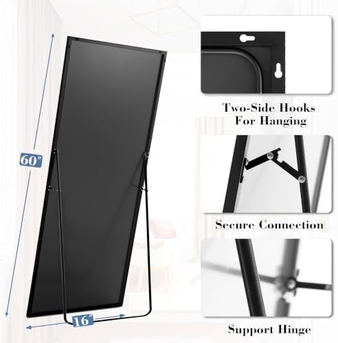 DUMOS 60"x16" Full Length Floor Mirror, Full Body Mirror