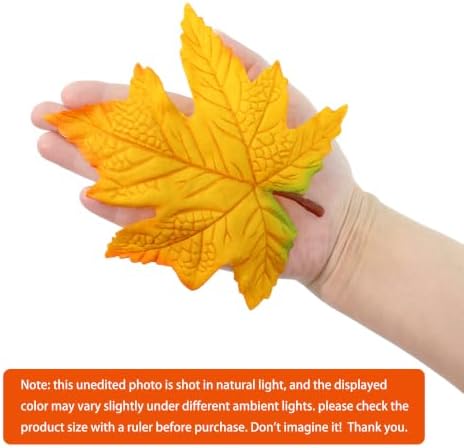 100 Pcs Artificial Maple Leaves Bulk (Large-Leaf Yellow)