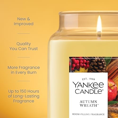 Yankee Candle Autumn Wreath Scented Candle, 22oz Large Jar
