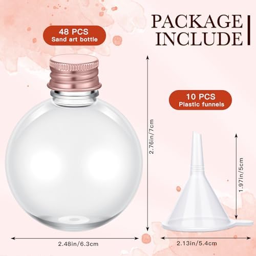 FoldTier 48 Pcs Plastic Potion Bottles with Caps,Rose Gold,Aluminum Cap