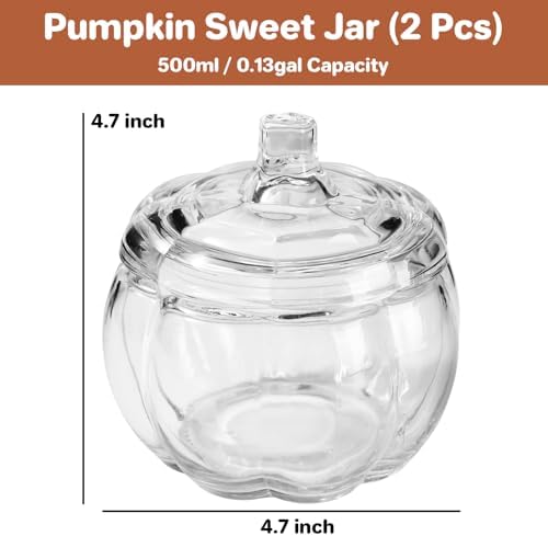Halloween Decorations-2 PCS Glass Pumpkin Jars with Lid Candy Storage