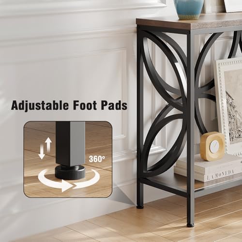 GiftGo Narrow Sofa Table 47.2 Inch, Industrial Sofa Table Behind Couch, Vintage Entry Console Table with Storage for