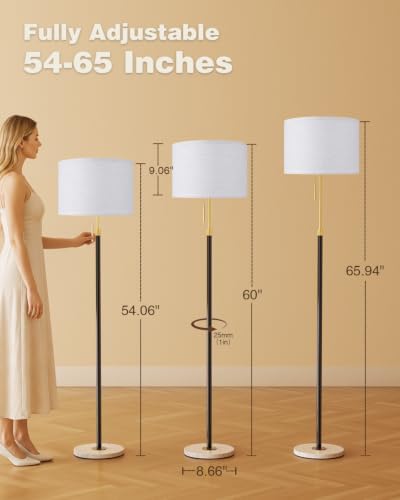 Ambimall Height Adjustable Modern Floor Lamp, Black & White