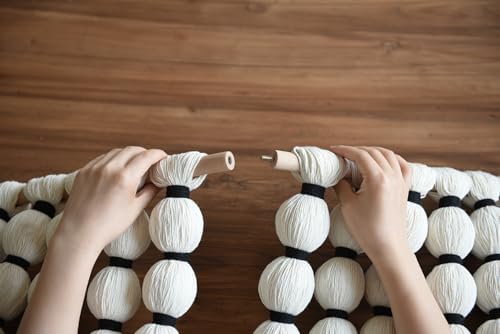 Macrame Wall Hanging 27" W x 31" L Boho Wall Decor Sphericity Cotton Textile Wall / Beige Medium