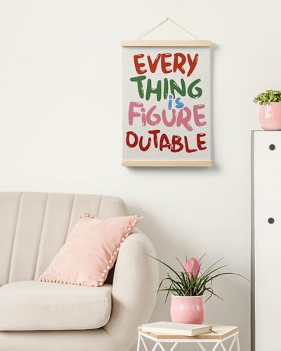 FGFK Everything is Figureoutable Colorful Inspirational Wall Art Poster Hanger Frame, Motivational Positive