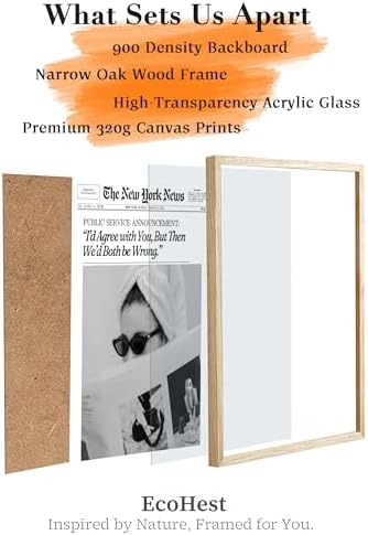 EcoHest Small 8x10 in Cool Girl Newspaper Framed Wall Art for Bedroom
