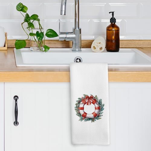 XPH Coastal Beach Christmas Kitchen Dish Towels, Nautical Gifts for Women, Nautical Coastal Beach Christmas Decor Hand Towels Kitchen Tea Towel Decorations, Xmas Bathroom Decor, 16x24inch