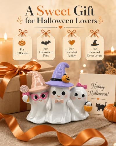 iStatue Halloween Decoration Indoor Ghost Figurine (White Ghost Trio)